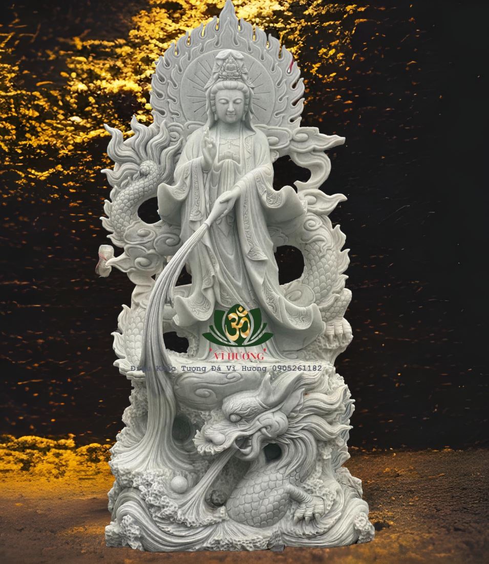 Tượng Quan Âm Bồ Tát Đá Non Nước -Điêu Khắc Vĩ Hương 0905261182